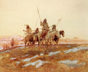  Mer Malerei - Piegan Jagd Partei Indianer Westlichen Amerikanische Charles Marion Russell